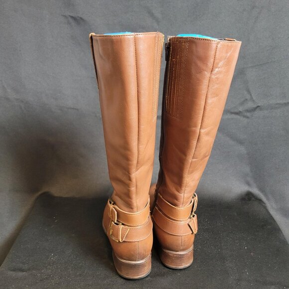 Clarks Brown Leather Knee High Riding Boots Women’s 9M Camel Tan Equestrian Fall - Picture 5 of 9